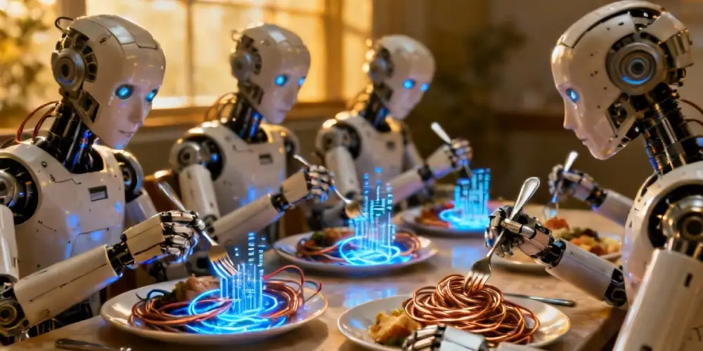 4 robots eat  data and wires for breakfast