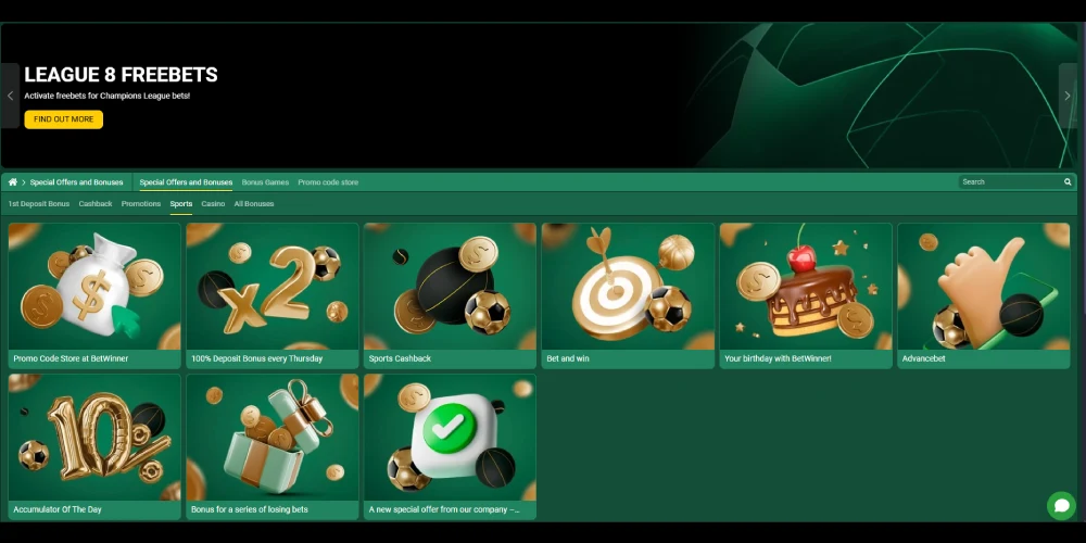 betwinner sportsbook promotions page