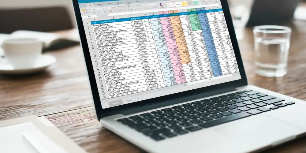 ms excel on a laptop