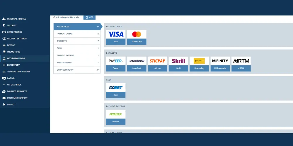 skrill as a withdrawal method on 1xbet
